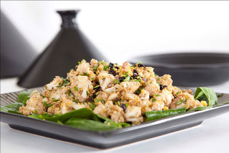 Cauliflower, Couscous and Pine Nut Salad with Pomegranate Dressing